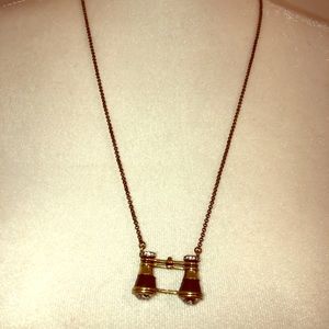 Cute Bronze/Gold Fossil Binocular Necklace